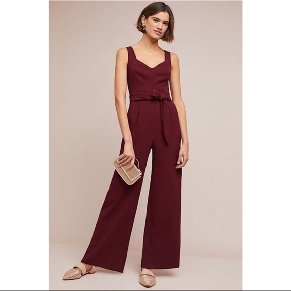 Anthropologie The Essential Jumpsuit Maroon 16 New - Picture 3 of 10